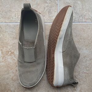 Sorel Out 'N About Plus Slip-On Sneakers - Olive Green Suede Waterproof 10 41